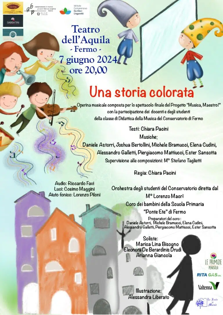 “Una storia colorata”: 80 bambini della scuola primaria Ponte D’Ete in scena con il Conservatorio Pergolesi