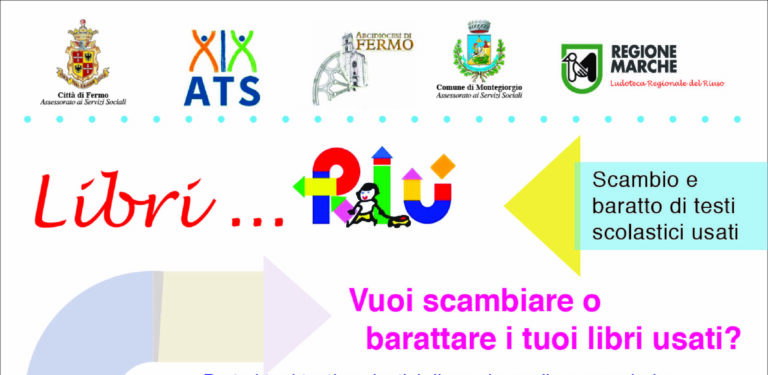 Al via dal 19 agosto “Libri Riu”, il mercatino dello scambio dei libri scolastici usati. Appuntamento a Fermo e Montegiorgio