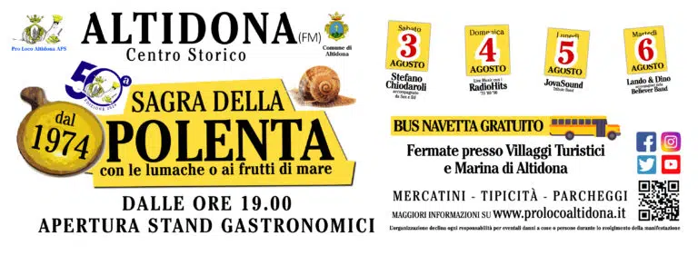 Torna la Sagra della Polenta con le lumache e i frutti di mare di Altidona, giunta alla sua 50esima edizione