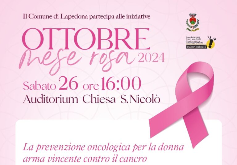 Prevenzione per la salute della donna: ad ottobre il comune di Lapedona si colora di rosa