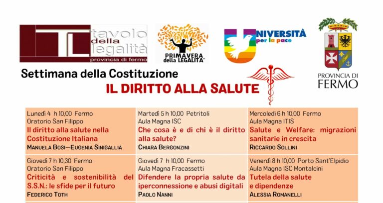 Fermo, il diritto alla salute tema della “Settimana della Costituzione 2024/2025”