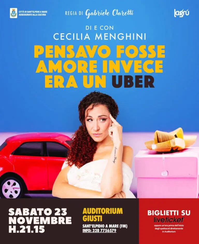 “Pensavo fosse amore invece era un uber”, lo spettacolo di Cecilia Menghini all’Auditorium Giusti